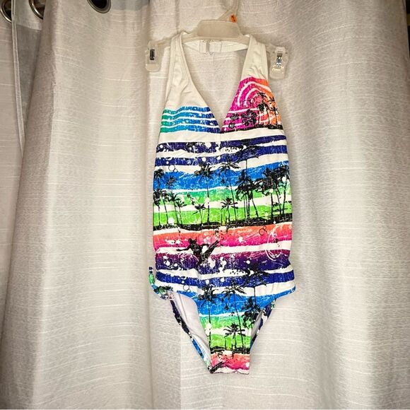 OP Colorful Kids Swimsuit surf Hawaiian halter neck side tie various sizes - Picture 1 of 8